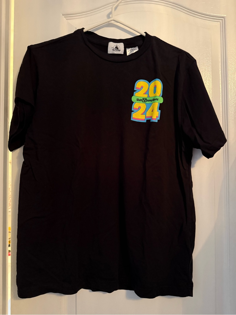 Disney Black Short-Sleeve Tee with Colorful 2024 Chest Graphic